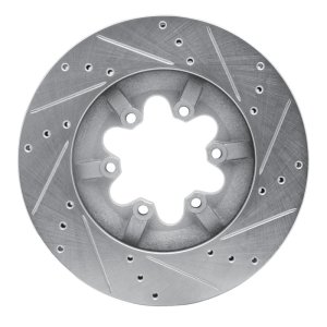 Chevrolet Colorado Brake Rotor (1) - Front Left - R1 Concepts - Drilled & Slotted - Silver - `09-`12